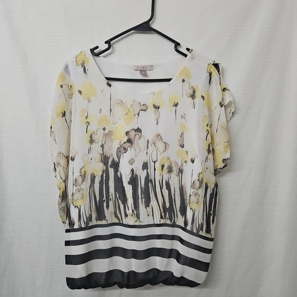 Roz And Ali Tops - Womens Roz & Ali Sz Small Floral Blouse Sheer Lined Art To Wear Cottagecore